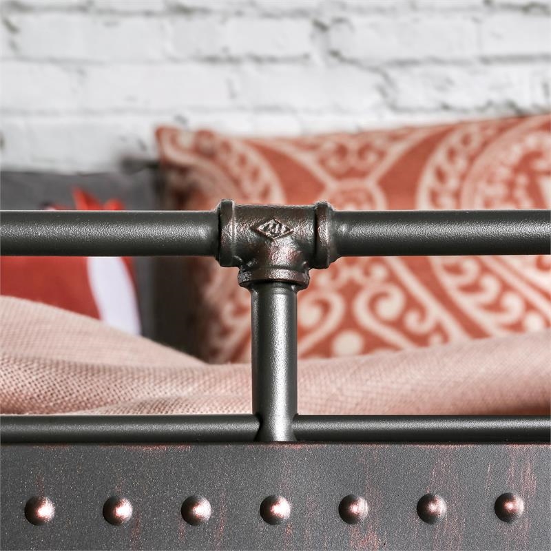 Bowery Hill Modern Metal Twin over Twin Bunk Bed in Antique Black