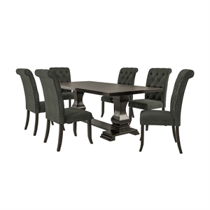 bowery hill farmhouse wood 7-piece dining set with bench in gray
