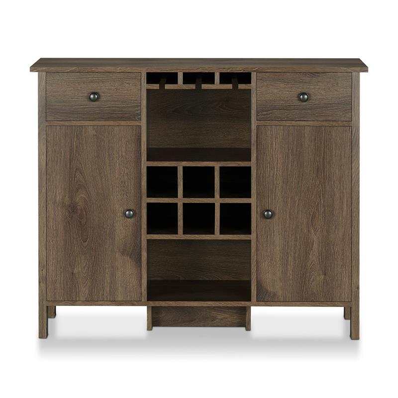 Bowery Hill Farmhouse Wood Multi-Storage Buffet in Distressed Walnut