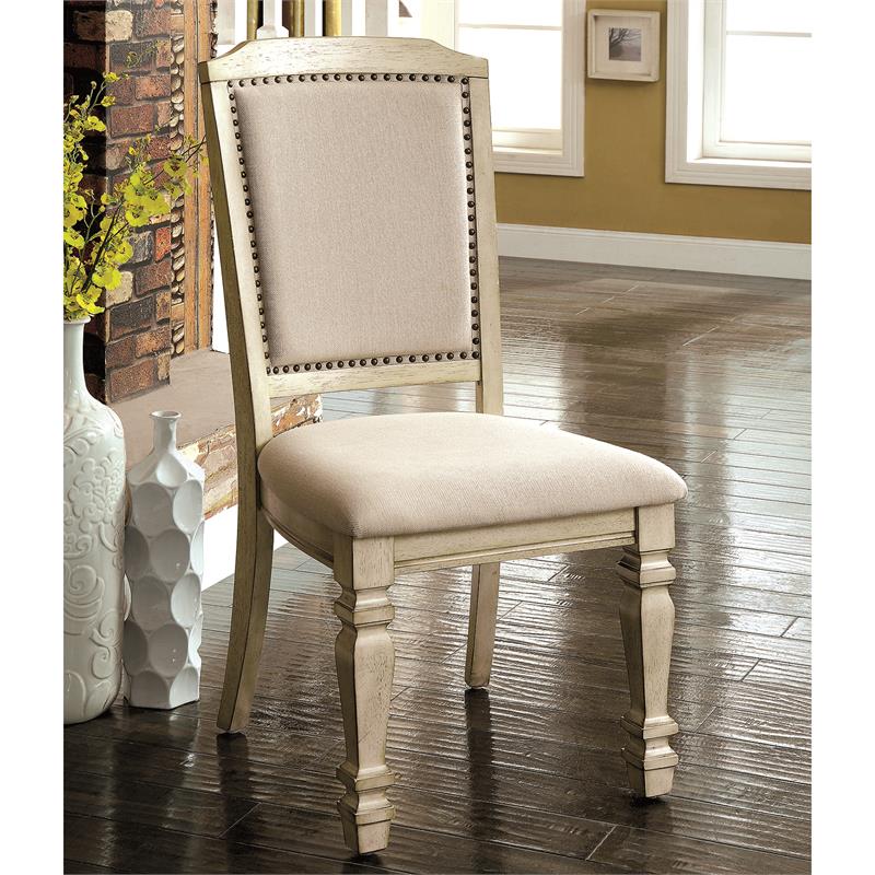Bowery Hill Transitional Wood 7-Piece Dining Set in Antique White