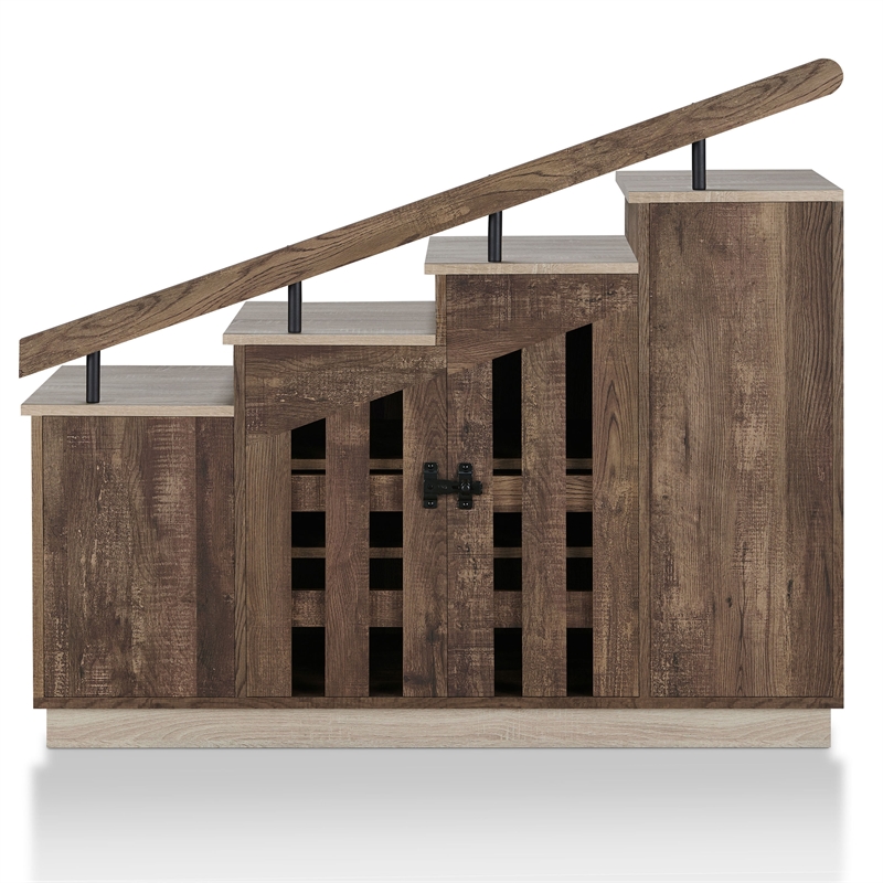 Bowery Hill Farmhouse Wood Staircase Shoe Cabinet in Reclaimed Oak