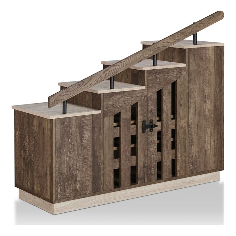 Bowery Hill Farmhouse Wood Staircase Shoe Cabinet in Reclaimed Oak