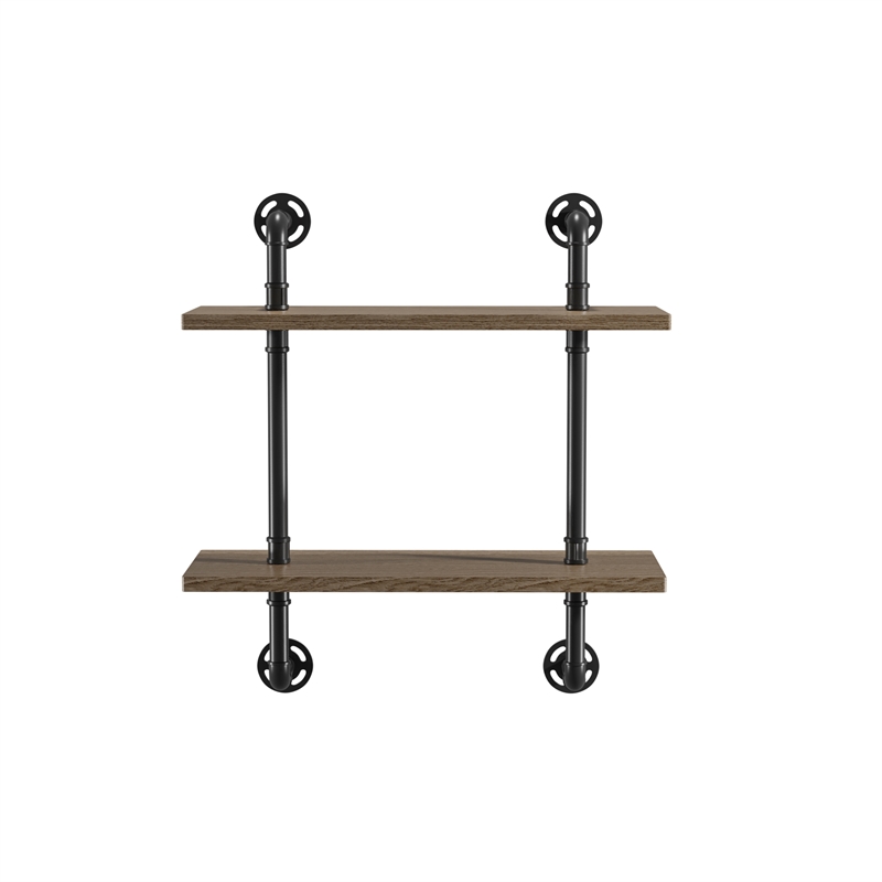 Bowery Hill Modern Wood 2-Tier Wall Display Shelf in Natural