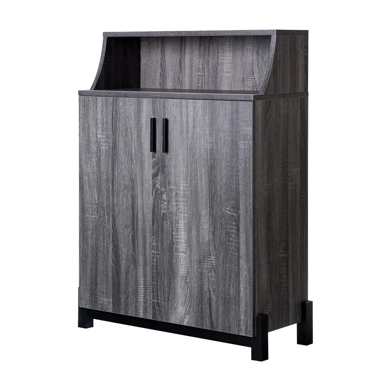 Bowery Hill Contemporary Wood 5-Shelf Shoe Cabinet in Distressed Gray