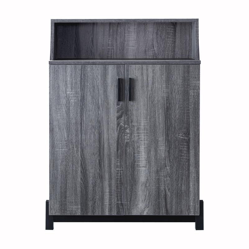 Bowery Hill Contemporary Wood 5-Shelf Shoe Cabinet in Distressed Gray