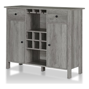 bowery hill contemporary wood multi-storage buffet server in gray