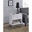 Bowery Hill Contemporary Wood 1-Drawer End Table in White Marble
