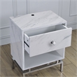 Bowery Hill Contemporary Wood 1-Drawer End Table in White Marble