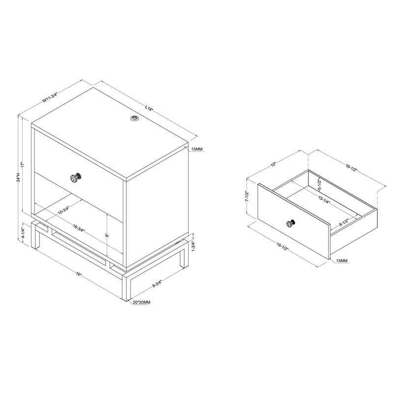 Bowery Hill Contemporary Wood 1-Drawer End Table in White Marble