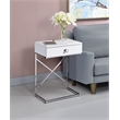 Bowery Hill 1-Drawer Modern Metal End Table in Glossy White/Chrome