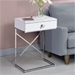 Bowery Hill 1-Drawer Modern Metal End Table in Glossy White/Chrome