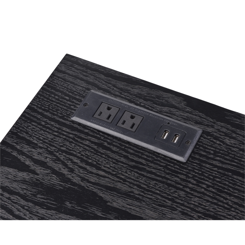 Bowery Hill Contemporary Metal Writing Desk with USB Port in Black