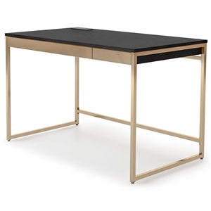 bowery hill contemporary metal writing desk with usb port in black