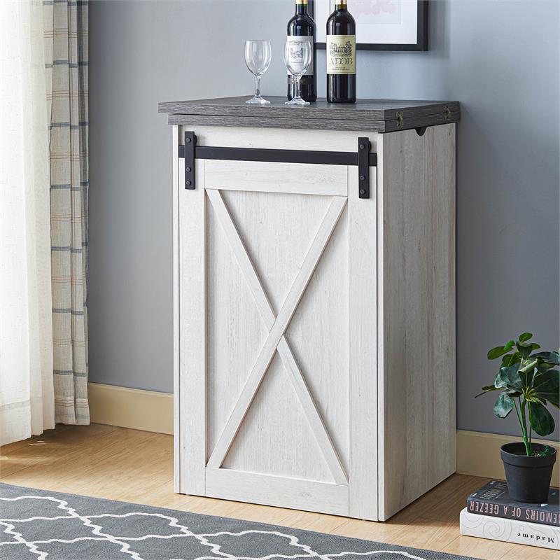 Bowery Hill Transitional Wood Expandable Home Bar in White Oak