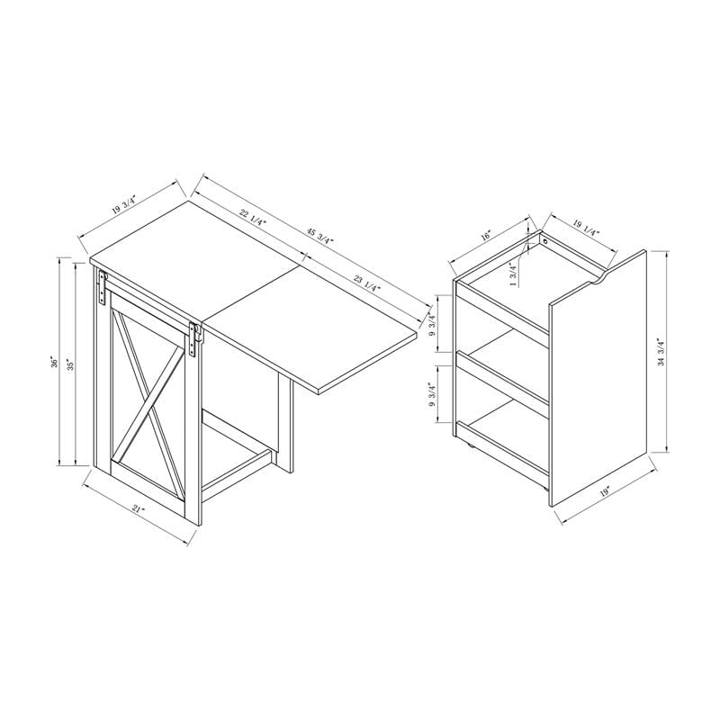 Bowery Hill Transitional Wood Expandable Home Bar in White Oak