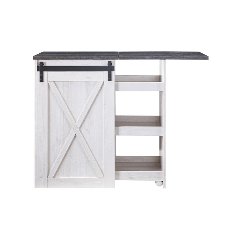 Bowery Hill Transitional Wood Expandable Home Bar in White Oak