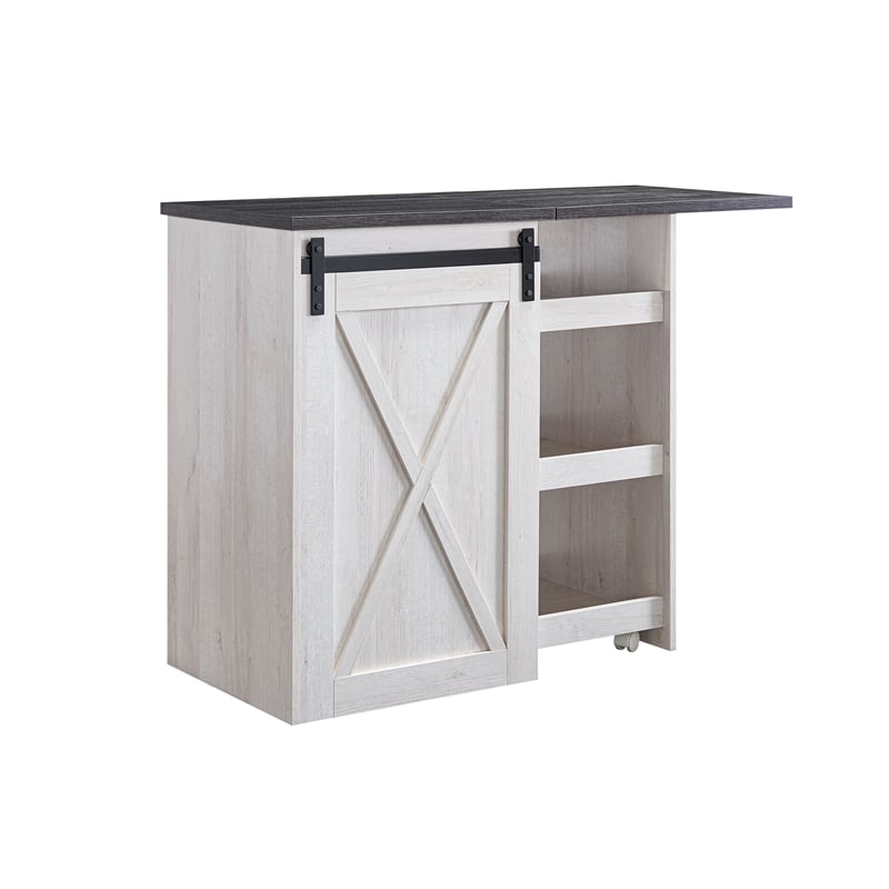 Bowery Hill Transitional Wood Expandable Home Bar in White Oak