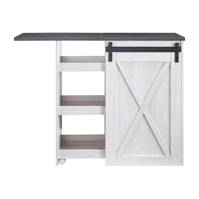 Bowery Hill Transitional Wood Expandable Home Bar in White Oak