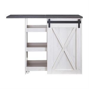 Bowery Hill Transitional Wood Expandable Home Bar in White Oak