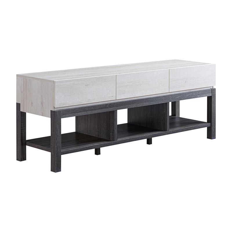 Bowery Hill Modern Wood 3-Drawer TV Stand in White and Gray