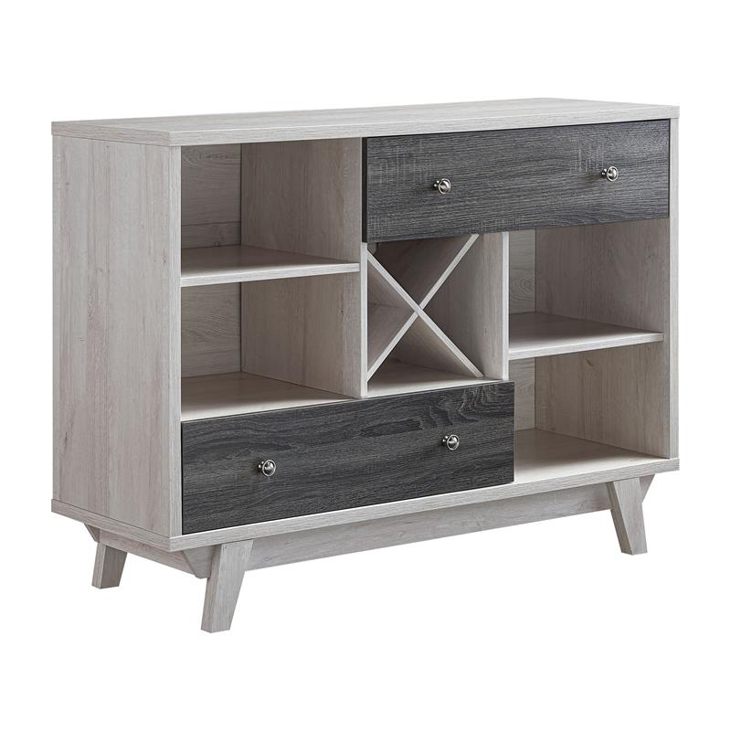 Bowery Hill Mid-Century Wood Multi-Storage Buffet in White Oak