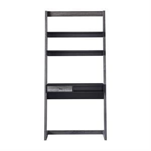 bowery hill modern wood writing desk with shelves in black and gray