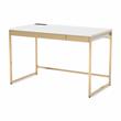 Bowery Hill Metal White Writing Desk Rectangular Built-in USB Port 48