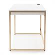 Bowery Hill Metal White Writing Desk Rectangular Built-in USB Port 48