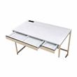 Bowery Hill Metal White Writing Desk Rectangular Built-in USB Port 48