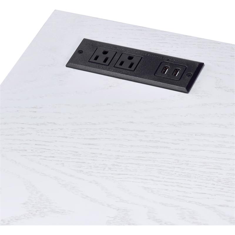 Bowery Hill Contemporary Metal Writing Desk with USB Port in White