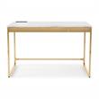 Bowery Hill Metal White Writing Desk Rectangular Built-in USB Port 48
