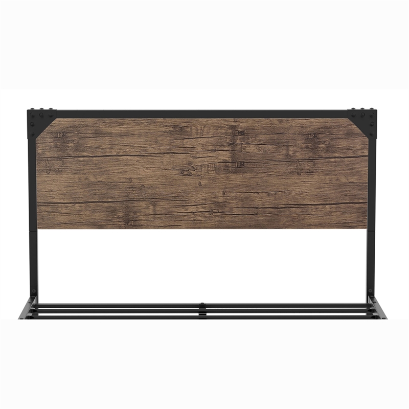 Bowery Hill Contemporary Metal Full Platform Bed in Brown/Dark Brown