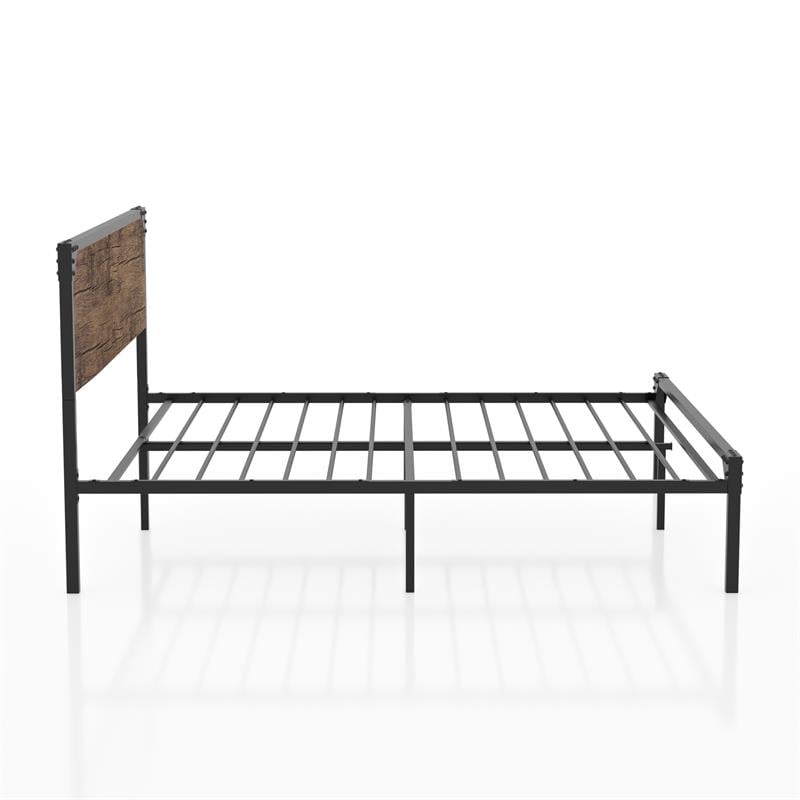 Bowery Hill Contemporary Metal Queen Platform Bed in Brown/Dark Brown