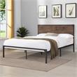 Bowery Hill Contemporary Metal Queen Platform Bed in Brown/Dark Brown