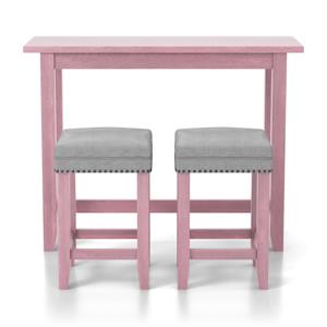 bowery hill transitional wood 3-piece counter height pub set in antique pink