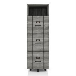 bowery hill industrial wood filing cabinet with wheels in gray