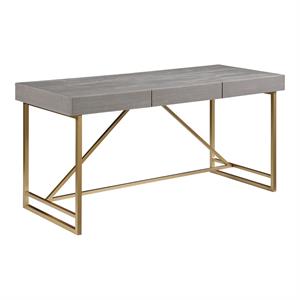 bowery hill contemporary wood 3-drawer writing desk in antique gray