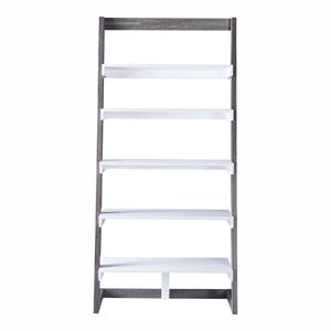 bowery hill transitional wood 5-shelf bookcase in distressed gray