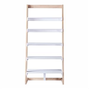bowery hill transitional wood 5-shelf bookcase in natural tone