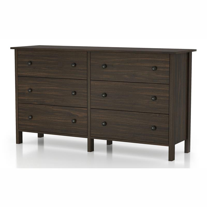 Bowery Hill Transitional Wood 6-Drawer Dresser in Wenge