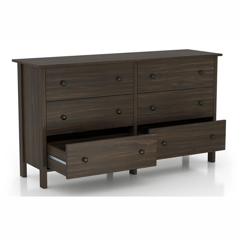 Bowery Hill Transitional Wood 6-Drawer Dresser in Wenge