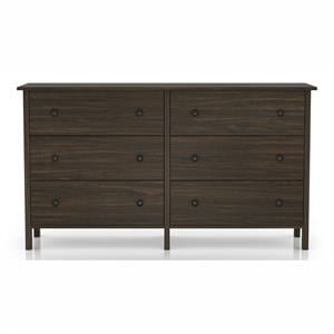 Bowery Hill Transitional Wood 6-Drawer Dresser in Wenge