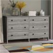 Bowery Hill Transitional Wood 6-Drawer Dresser in Gray Oak