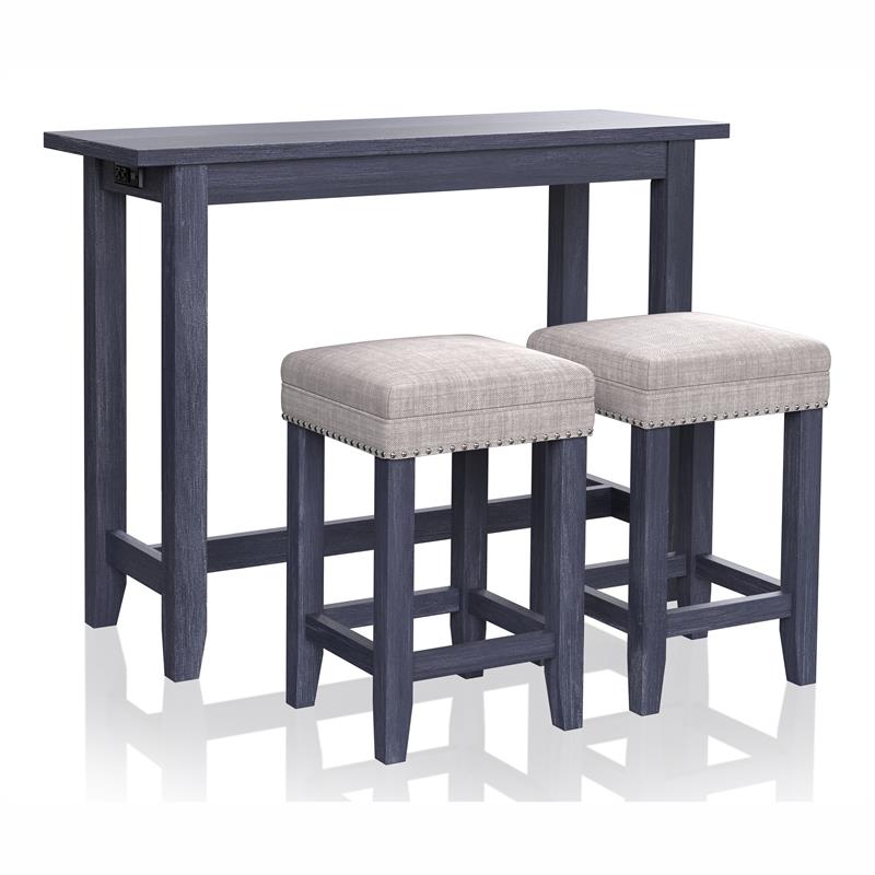 Bowery Hill Wood Antique Blue Counter Height Dining Set Rectangular 48