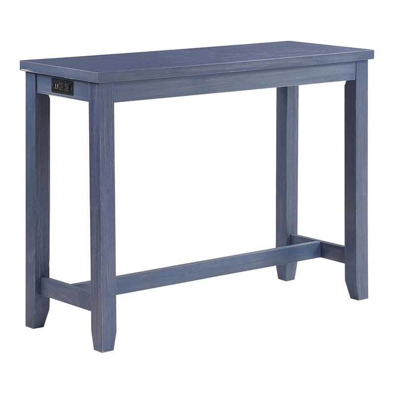 Bowery Hill Wood Antique Blue Counter Height Dining Set Rectangular 48