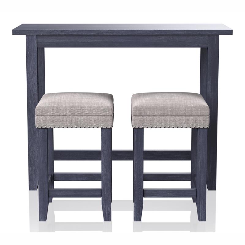 Bowery Hill Wood Antique Blue Counter Height Dining Set Rectangular 48