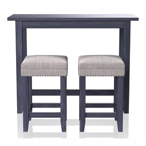bowery hill transitional wood 3-piece counter height dining set in blue