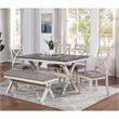 Bowery Hill Transitional Fabric Padded Dining Bench in Gray