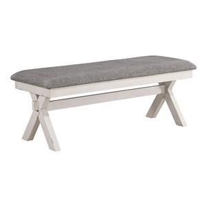 Bowery Hill Transitional Fabric Padded Dining Bench in Gray