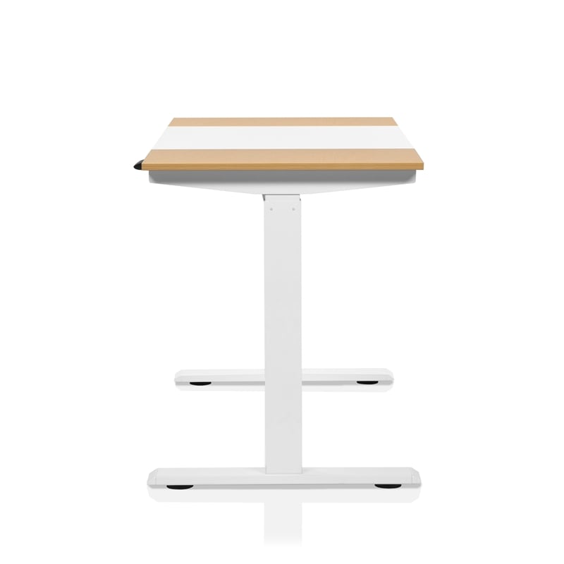 Bowery Hill Modern Wood and Metal Height Adjustable Desk in White